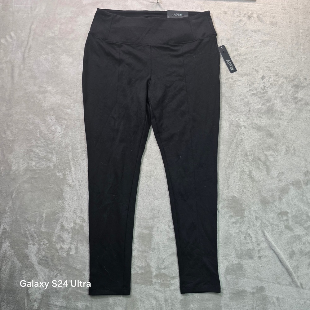 Apt. 9 Black Mid Rise Leggings Women XL Stretch Comfort Yoga Pants New